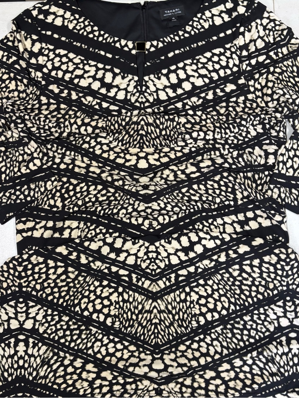 Tahari Black and Cream Printed Women's dress